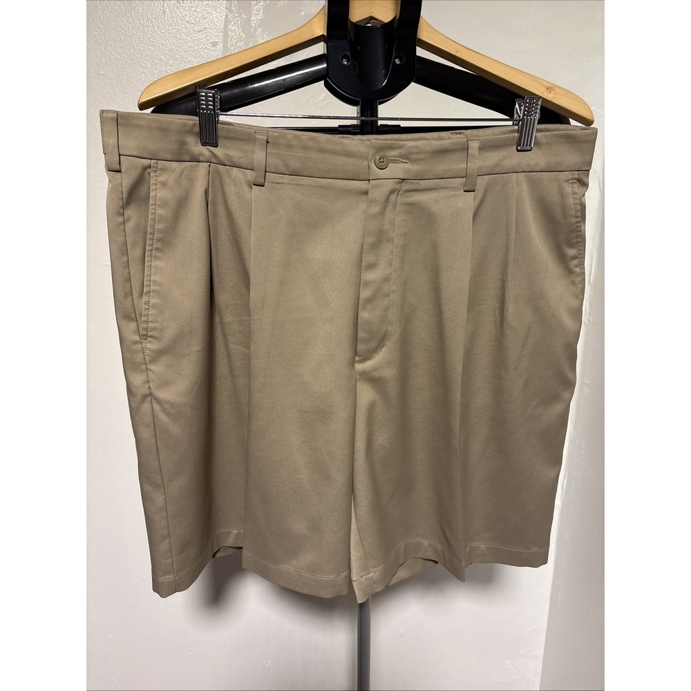 Men's PGA Tour Golf Shorts Tan Brown Khaki Flat Front Men's Size 38 ~